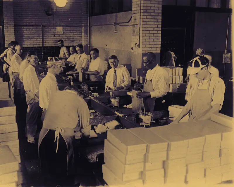 Workers packing newly printed currency at the Bureau of Engraving and Printing