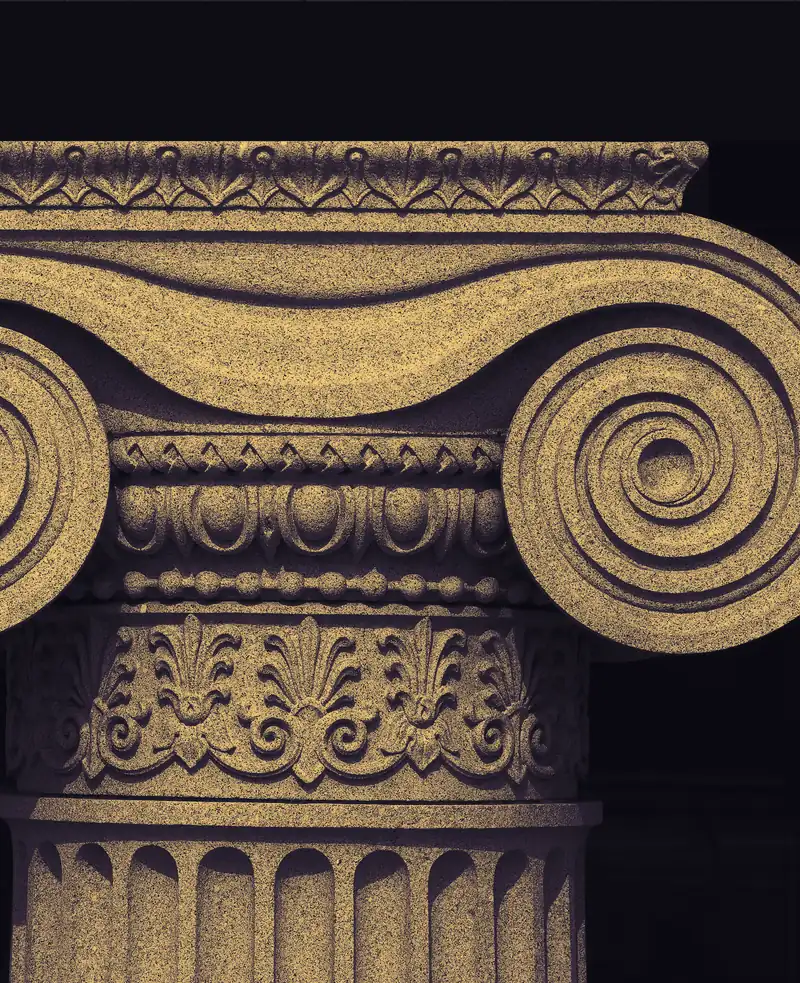 Carved Ionic column capital on the Treasury Building